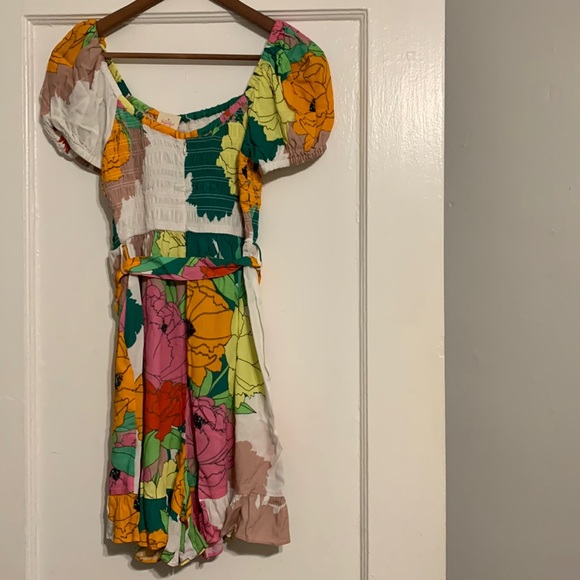 ✨ Anthropologie Puff-Sleeve Ruffle Romper Sz S - Picture 9 of 11